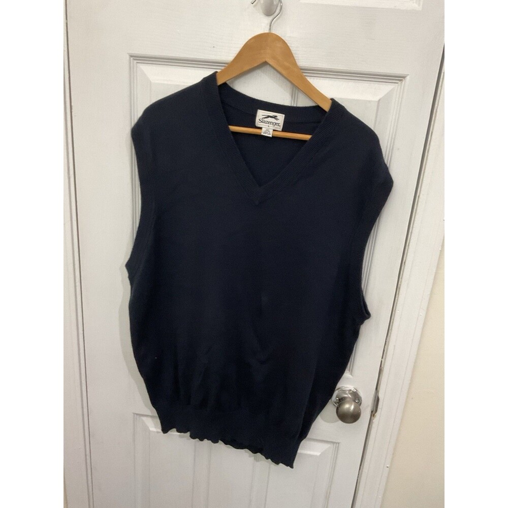 Slazenger Navy Blue Cotton Sweater Vest - Size L